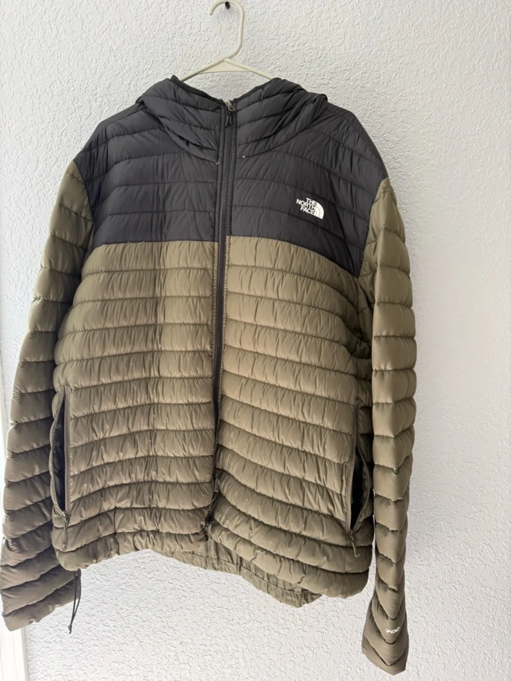 The North Face Quilted Hooded Jacket in Olive and Black